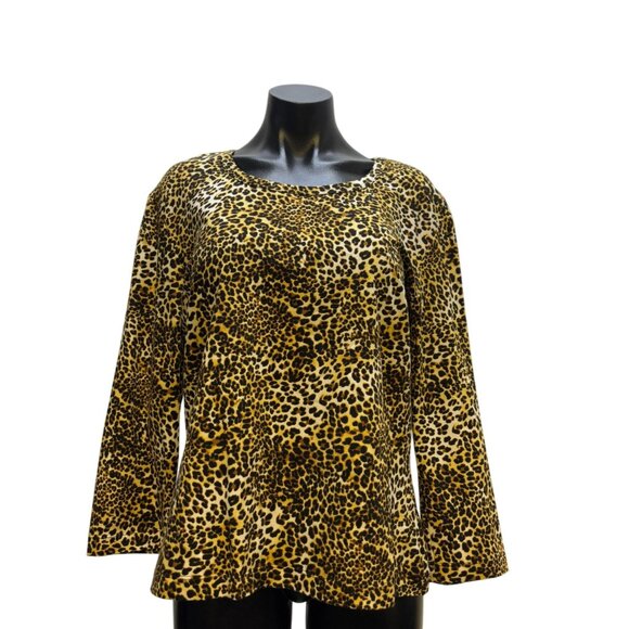 NWT St. John Blouse Leopard Print Top  XL - Picture 1 of 5